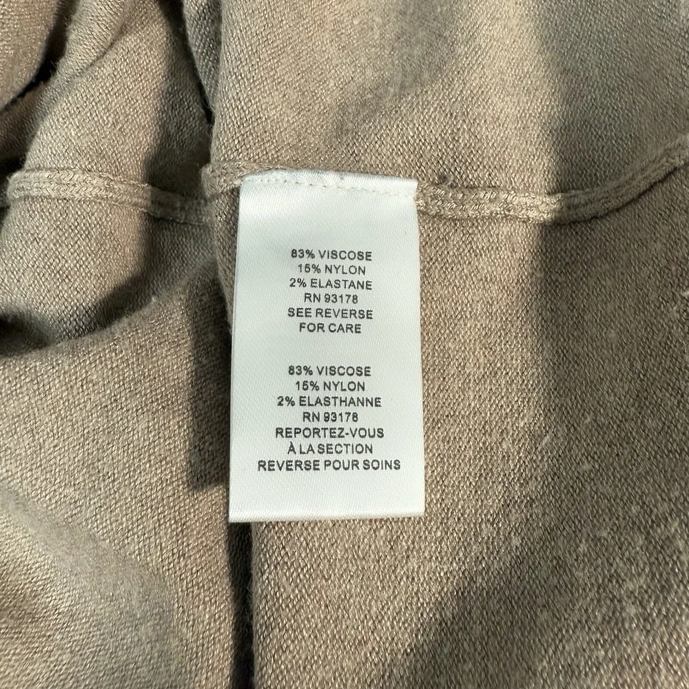 Tahari Sweater Women XL Tan/Brown Turtleneck Lightweight Gold Button Minimalist